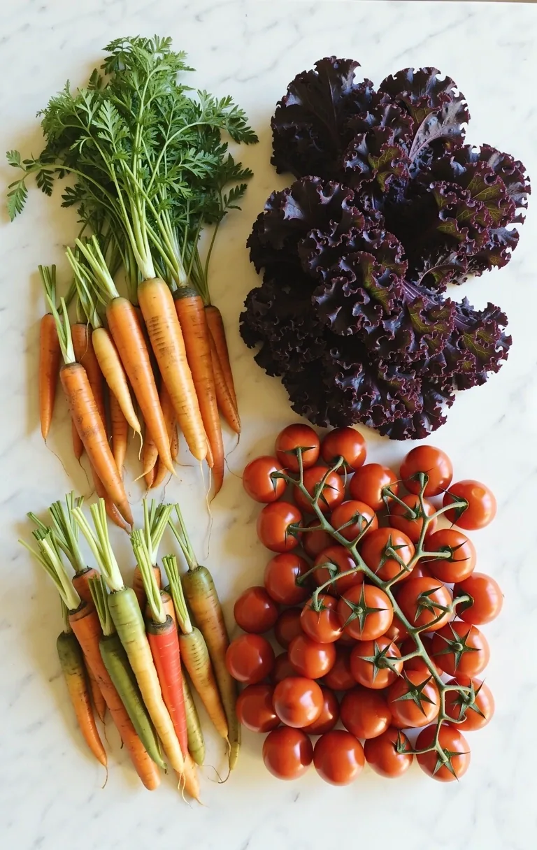 Raw organic ingredients on marble